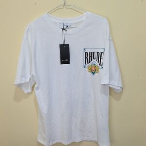 Rhude White Tee with Graphic Logo